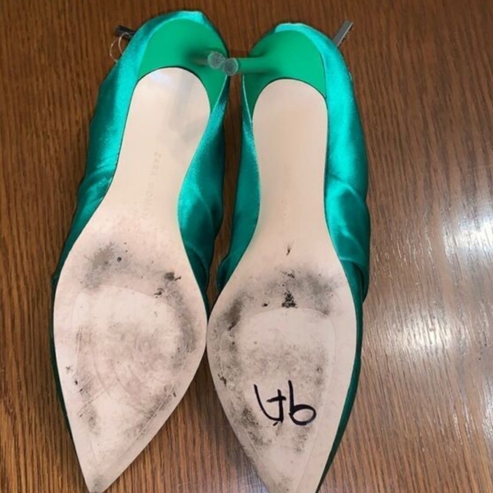 Zara Woman green satin heels - Picture 2 of 3